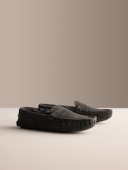 Grey Suede Moccasin Slippers - Image 1 of 6