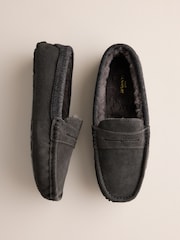 Grey Suede Moccasin Slippers - Image 2 of 6