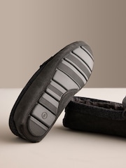 Grey Suede Moccasin Slippers - Image 4 of 6