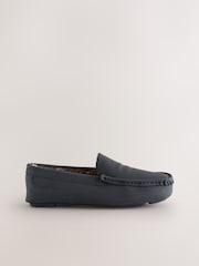 Navy Faux Fur Lined Moccasin Slippers - Image 1 of 7