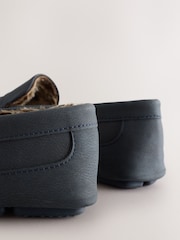 Navy Faux Fur Lined Moccasin Slippers - Image 5 of 7