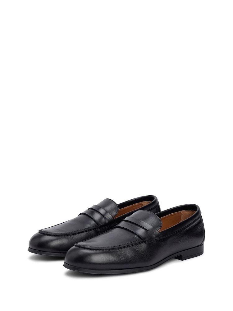 Buy Tommy Hilfiger Black Leather Flexible Loafers from Next USA display picture 1