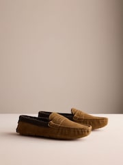 Tan Brown Suede Moccasin Slippers - Image 1 of 6