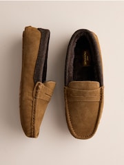 Tan Brown Suede Moccasin Slippers - Image 2 of 6