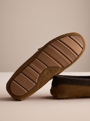 Tan Brown Suede Moccasin Slippers - Image 4 of 6