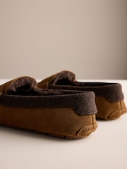 Tan Brown Suede Moccasin Slippers - Image 5 of 6