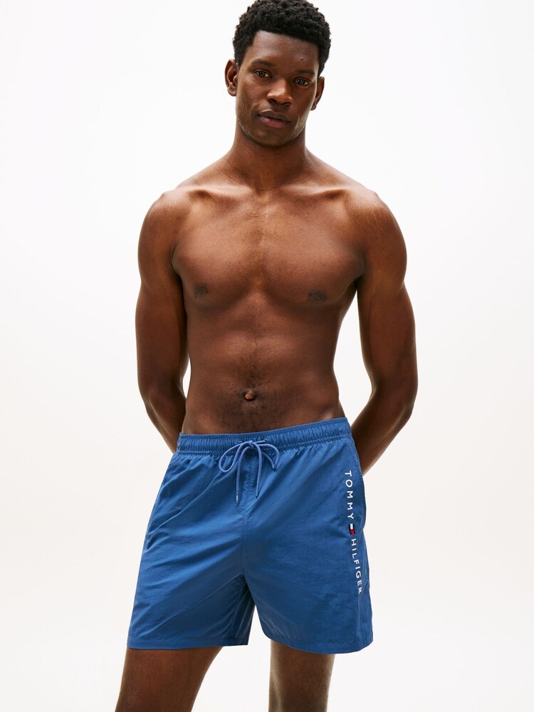 Tommy Hilfiger Blue Original Logo Mid Length Swim Shorts - Image 1 of 5