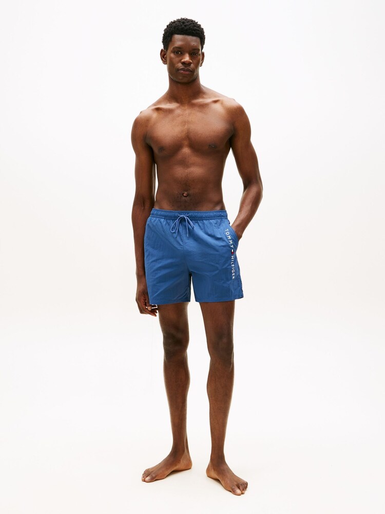 Tommy Hilfiger Blue Original Logo Mid Length Swim Shorts - Image 2 of 5