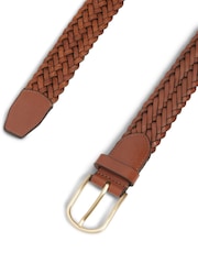 紫色 - Tommy Hilfiger Rounded Buckle Casual Woven Leather Belt - 4的图像3｝