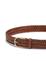 紫色 - Tommy Hilfiger Rounded Buckle Casual Woven Leather Belt - 4的图像4｝