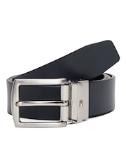 Tommy Hilfiger Blue Denton Square Buckle Reversible Leather Belt - Image 1 of 5