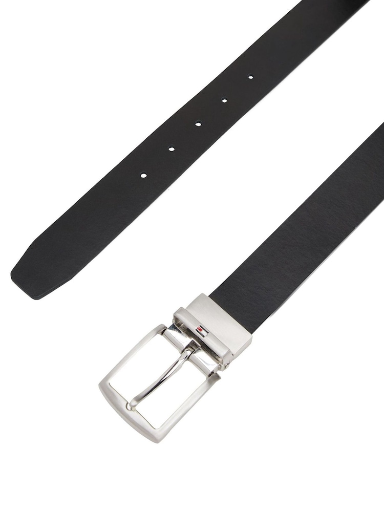 Tommy Hilfiger Blue Denton Square Buckle Reversible Leather Belt - Image 2 of 5 Tommy Hilfiger Blue Denton Square Buckle Reversible Leather Belt - Image 2 of 5