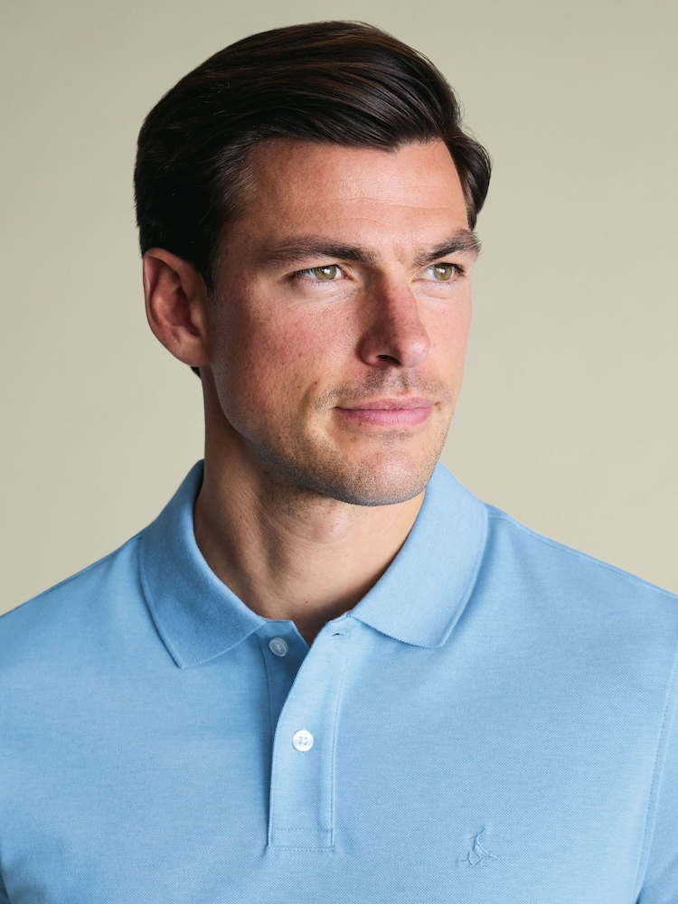 Charles Tyrwhitt Blue Short Sleeve Cotton Stretch Pique Polo Shirt - Image 2 of 5