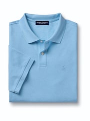 Charles Tyrwhitt Blue Short Sleeve Cotton Stretch Pique Polo Shirt - Image 3 of 5