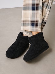 Marine/Bourgogne - Bottes chaussons en imitation peau de mouton - Image 1 de 2