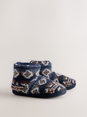 Navy/Burgundy Borg Boot Slippers - Image 4 of 7