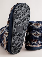 Navy/Burgundy Borg Boot Slippers - Image 7 of 7