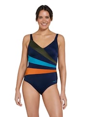 Zoggs Adjustable Classicback Blue Swimsuit With Fixed Foam Cups - Image 1 of 6