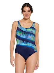 Zoggs Adjustable Scoopback Blue Swimsuit with Fixed Foam Cups and Tummy Control - Image 2 of 7