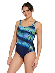 Zoggs Adjustable Scoopback Blue Swimsuit with Fixed Foam Cups and Tummy Control - Image 3 of 7