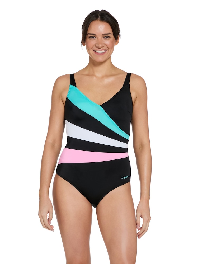 Zoggs Adjustable Classicback Black Swimsuit With Fixed Foam Cups - Attēls 1 no 6