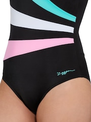 Zoggs Adjustable Classicback Black Swimsuit With Fixed Foam Cups - Attēls 4 no 6