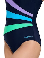 Zoggs Adjustable Scoopback Blue Swimsuit with Fixed Foam Cups and Tummy Control - Image 5 of 7