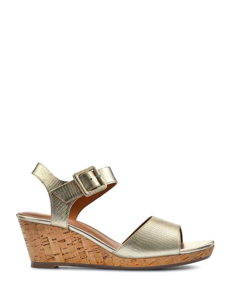 Jones Bootmaker Gold Grazina Leather Wedges - Image 2 of 6