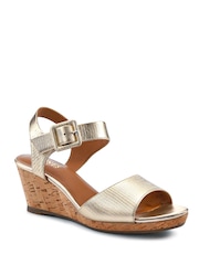 Jones Bootmaker Gold Grazina Leather Wedges - Image 3 of 6