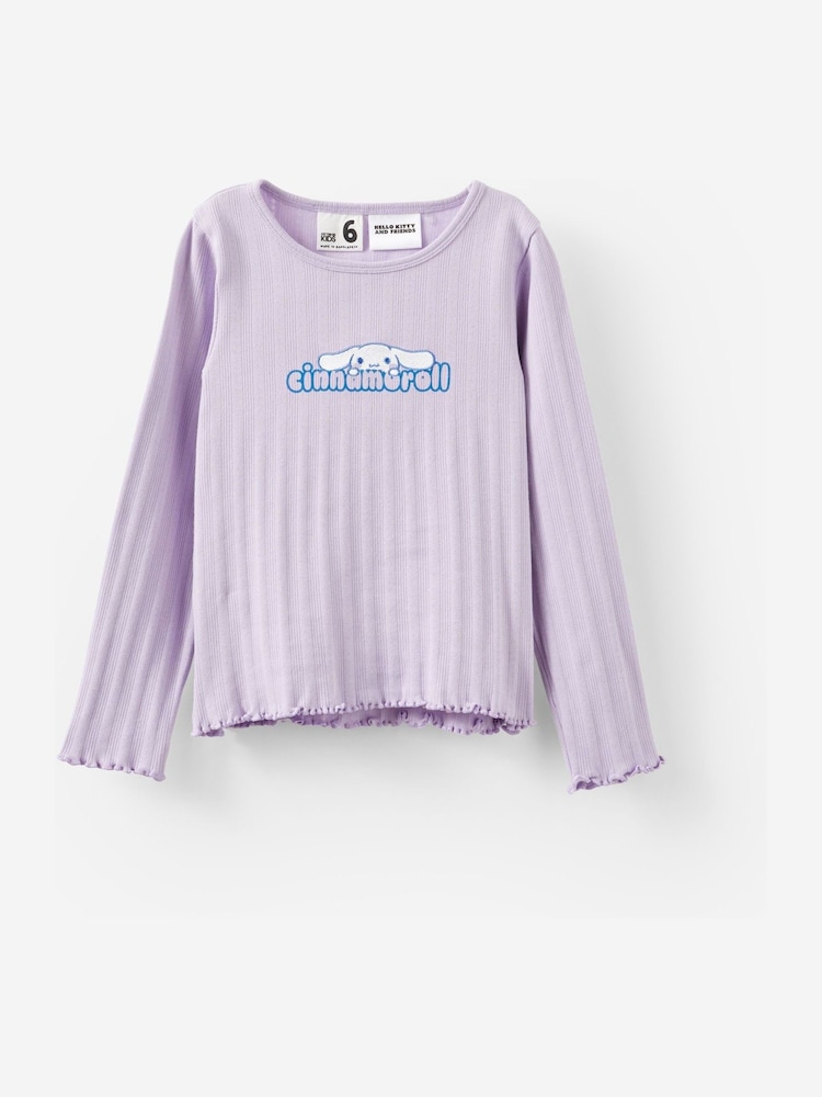 Cotton On Purple Hello Kitty Jade Crew Pointelle Top - Image 1 of 3