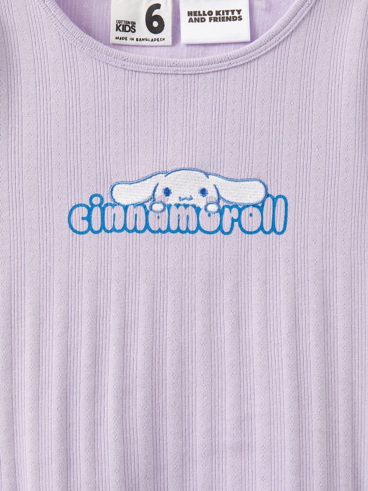 Cotton On Purple Hello Kitty Jade Crew Pointelle Top - Image 2 of 3