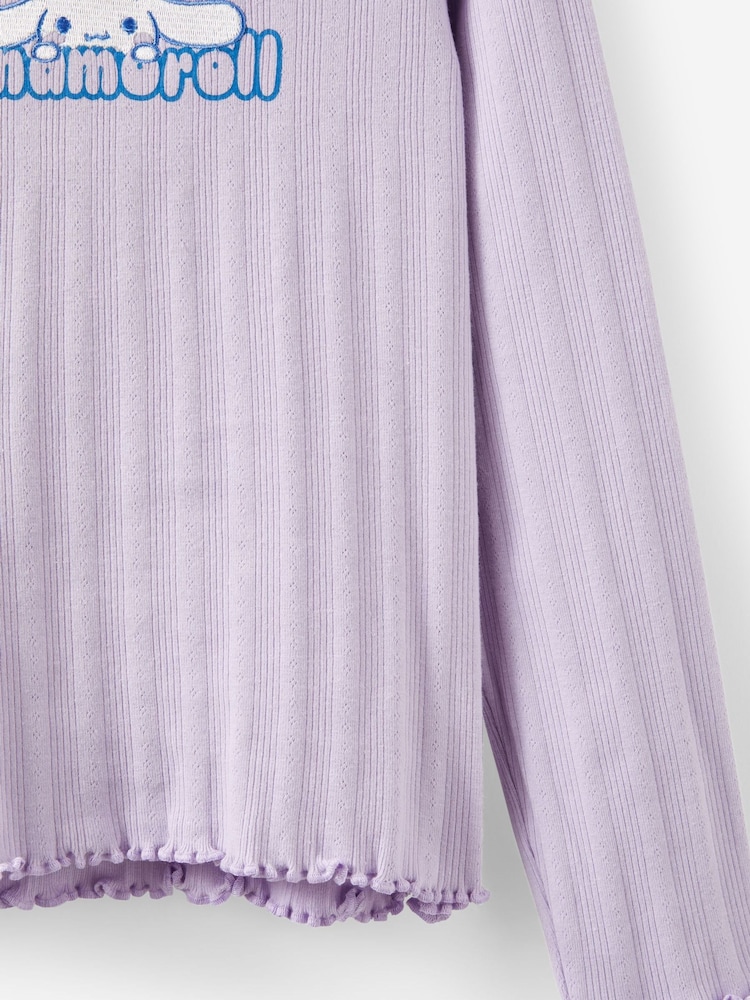 Cotton On Purple Hello Kitty Jade Crew Pointelle Top - Image 3 of 3