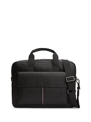 Tommy Hilfiger Black Flap Pocket Pebble Grain Laptop Bag - Image 1 of 2