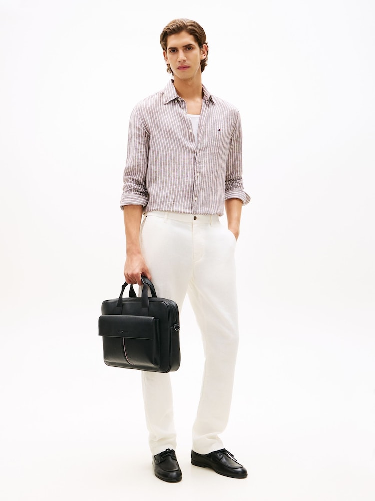 Tommy Hilfiger Black Flap Pocket Pebble Grain Laptop Bag - Image 2 of 2 Tommy Hilfiger Black Flap Pocket Pebble Grain Laptop Bag - Image 2 of 2