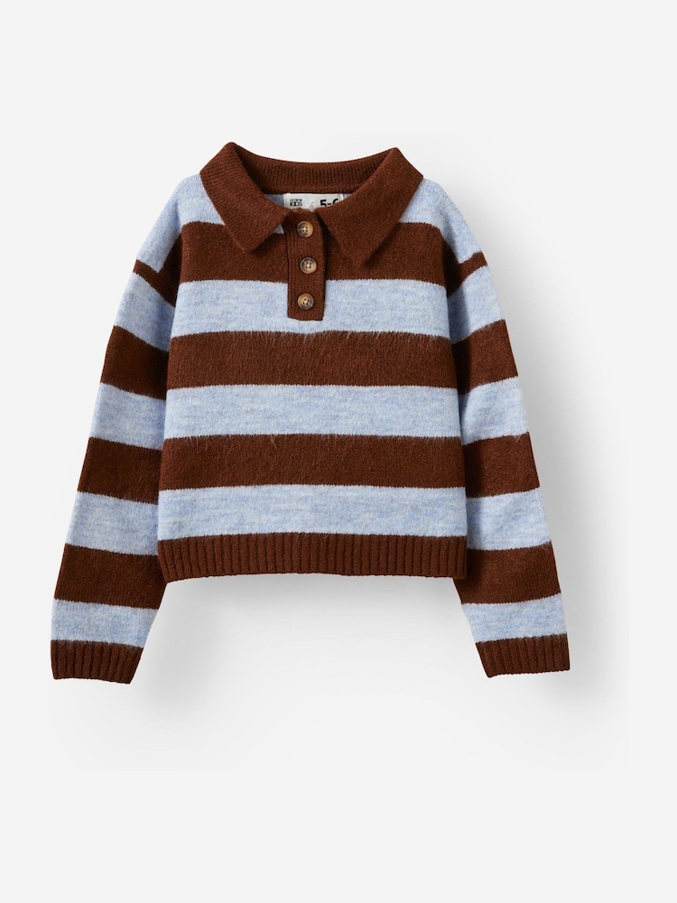 Cotton On Blue Knitted Polo Pullover - Image 1 of 3