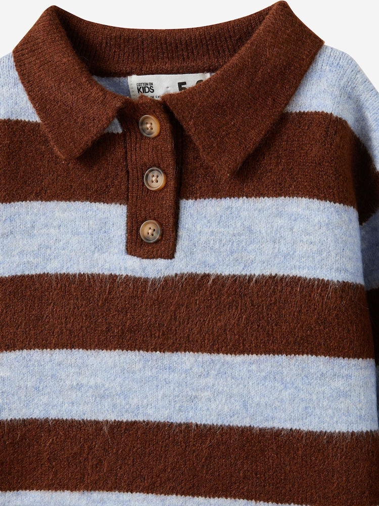Cotton On Blue Knitted Polo Pullover - Image 2 of 3