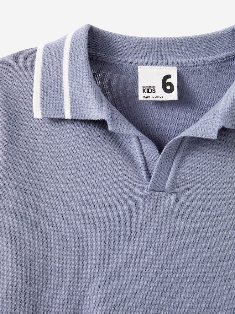 Cotton On Grey Open Neck Polo Shirt - Image 3 of 3