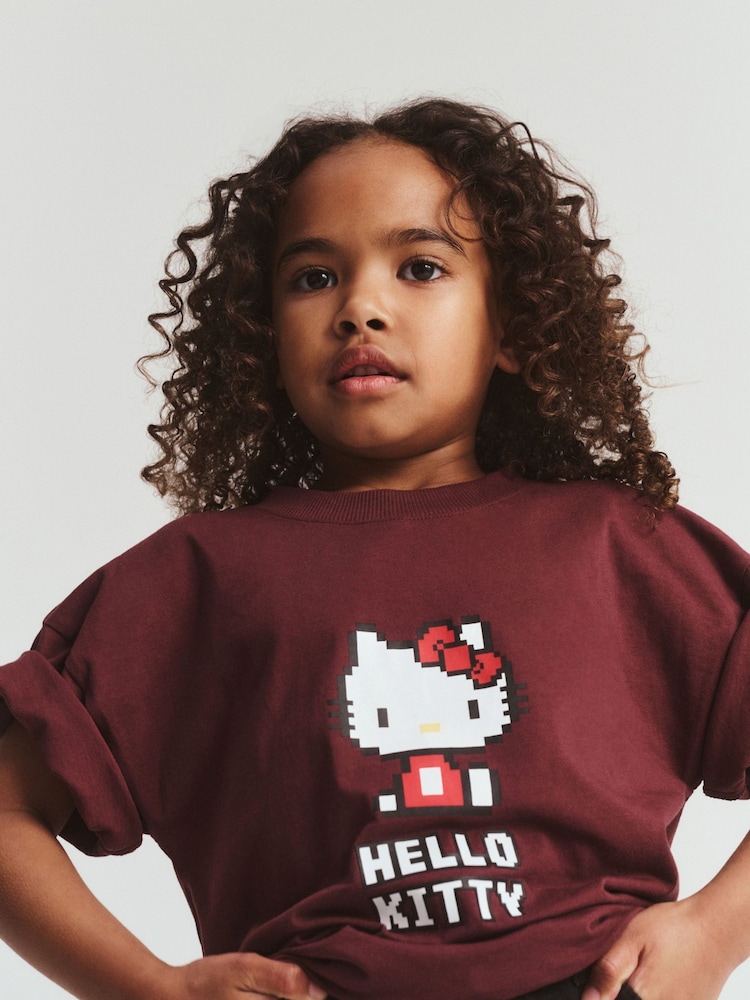 Cotton On Red Hello Kitty Drop Shoulder Short Sleeve T-Shirt - Image 2 of 5