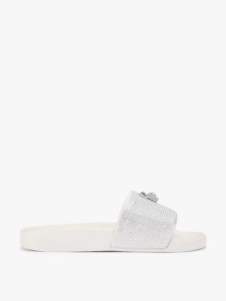 Kurt Geiger London Silver Brixton Poolslide Sandals - Image 2 of 5 Kurt Geiger London Silver Brixton Poolslide Sandals - Image 2 of 5