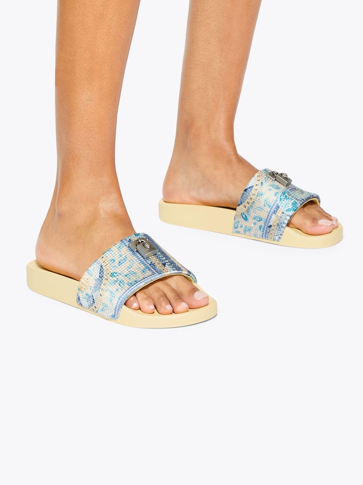 Kurt Geiger London Blue Brixton Poolslide Sandals - Image 1 of 5 Kurt Geiger London Blue Brixton Poolslide Sandals - Image 1 of 5