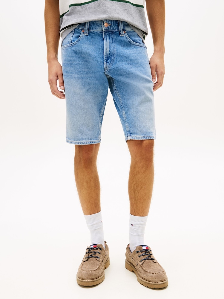 Tommy Jeans Blue Ronnie Whiskered Slim Denim Shorts - Image 1 of 5