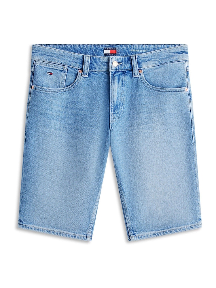 Tommy Jeans Blue Ronnie Whiskered Slim Denim Shorts - Image 5 of 5