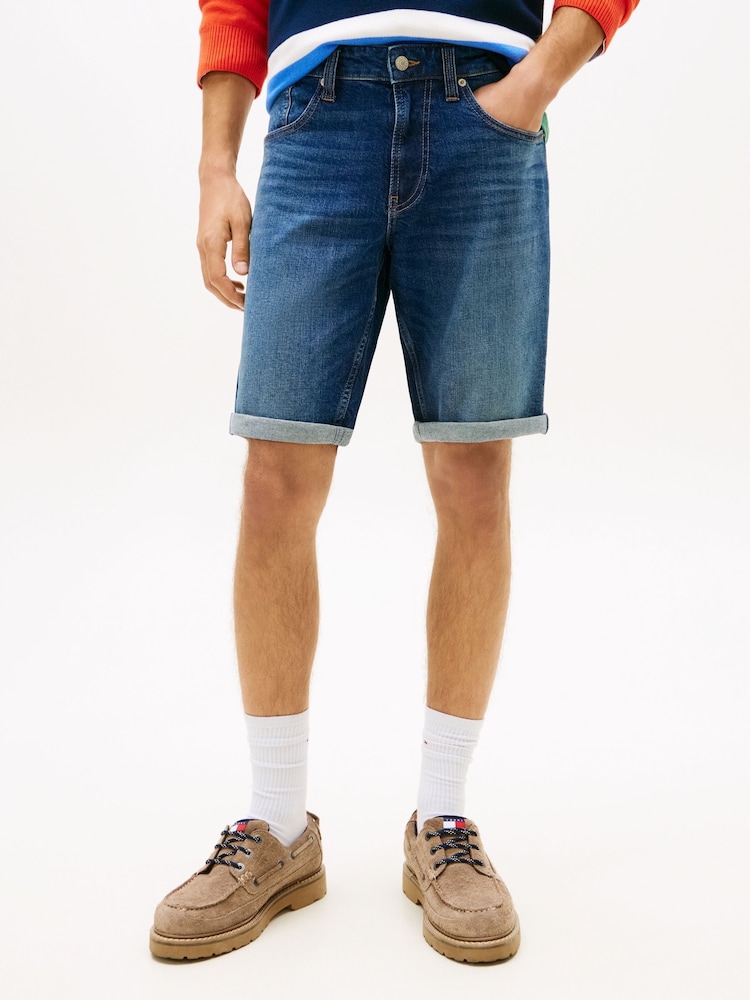 Tommy Jeans Blue Ronnie Faded Slim Denim Shorts - Image 1 of 5