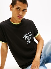 Tommy Jeans Black Signature Back Logo Jersey T-Shirt - Image 1 of 5