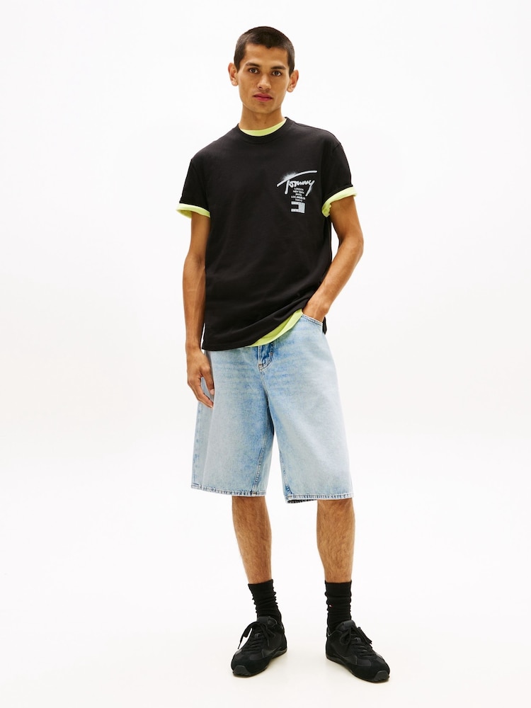Tommy Jeans Black Signature Back Logo Jersey T-Shirt - Image 2 of 5