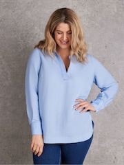 Live Unlimited Blue Dusty Long Sleeve Collared Shirt - Image 4 of 4