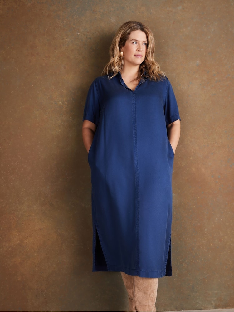 Live Unlimited Blue Blue Soft Touch V-Neck Dress - Image 2 of 6