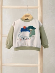 Mamas & Papas Brown Wild & Free Boucle Sweatshirt - Image 1 of 3