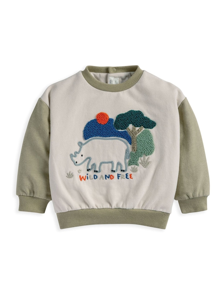 Mamas & Papas Brown Wild & Free Boucle Sweatshirt - Image 2 of 3