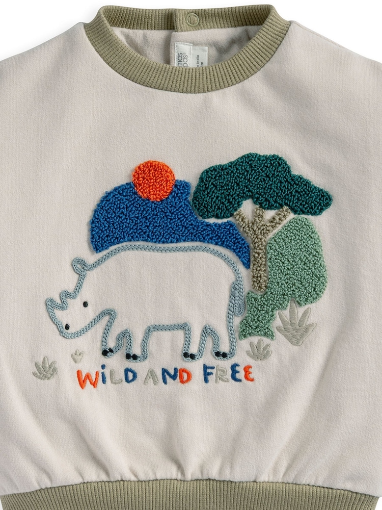Mamas & Papas Brown Wild & Free Boucle Sweatshirt - Image 3 of 3